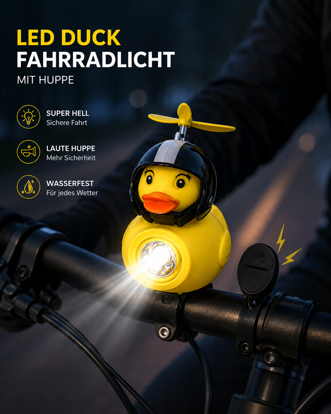 AROSA | LED Enten Fahrradlicht mit Hupe