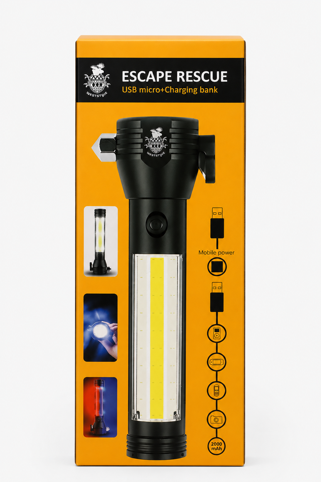 AROSA | LED Notfall Taschenlampe mit Sicherheitswerkzeug