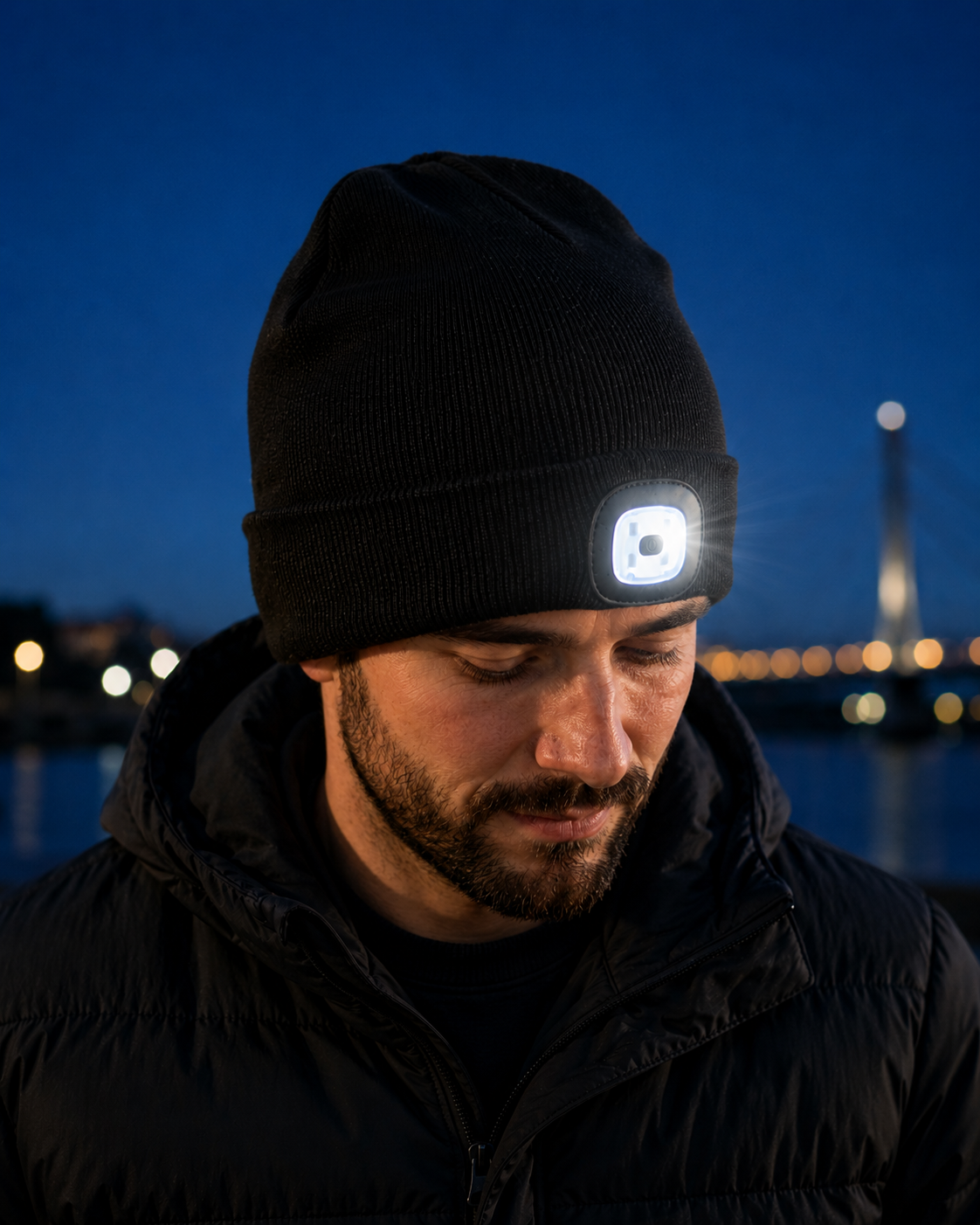 AROSA | LED Wintermütze mit USB-Aufladung Schwarz