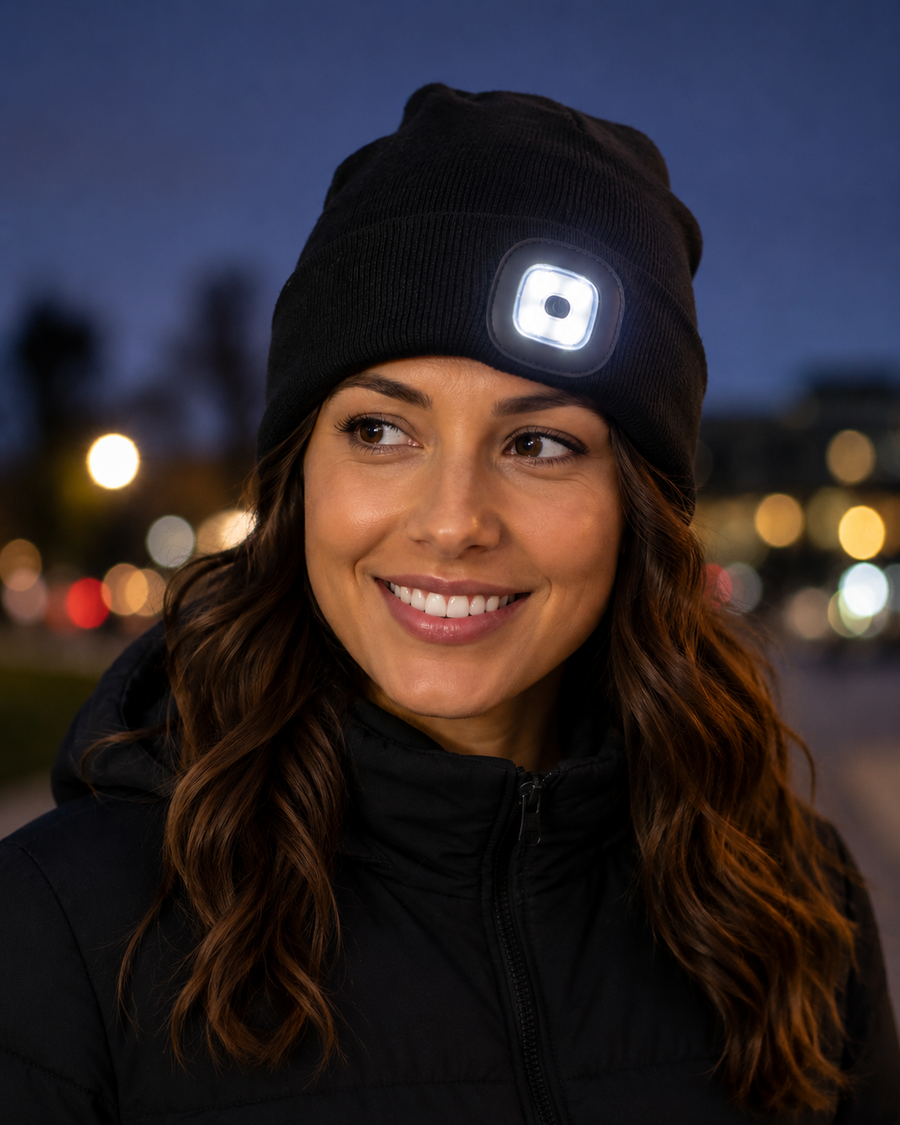 AROSA | LED Wintermütze mit USB-Aufladung Schwarz
