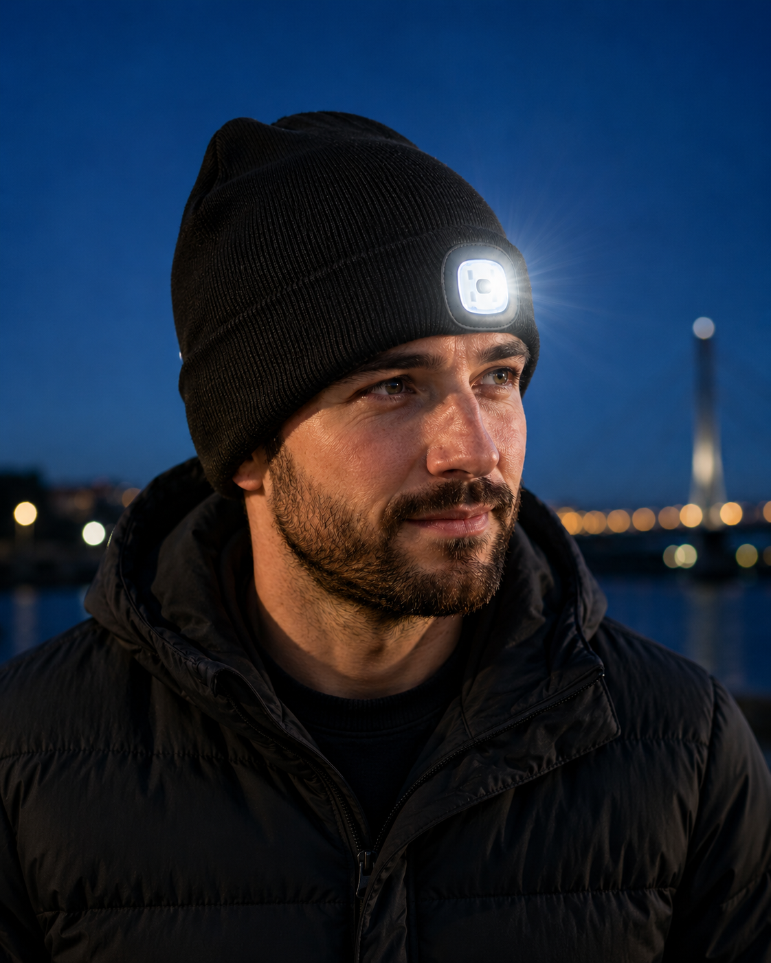 AROSA | LED Wintermütze mit USB-Aufladung Schwarz