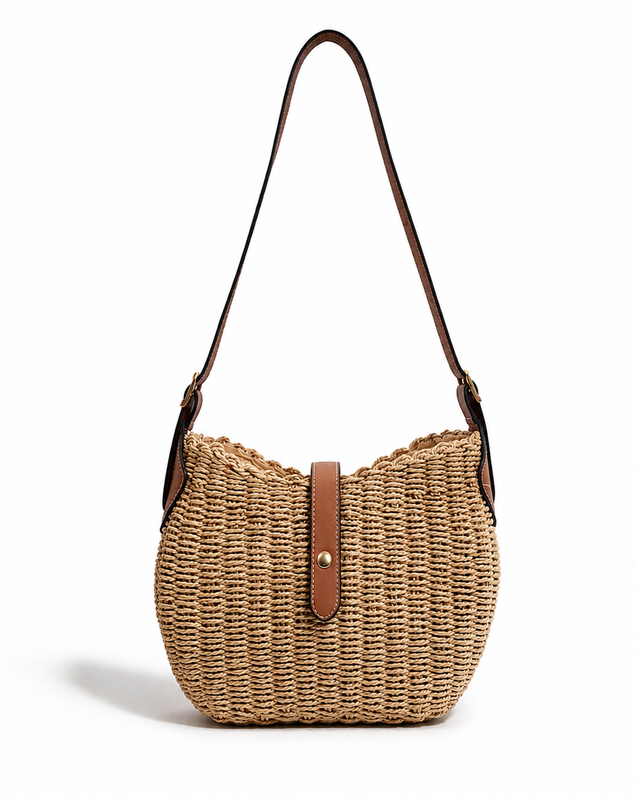 AROSA | Retro Damen Strohtasche Handgewebte Umhängetasche