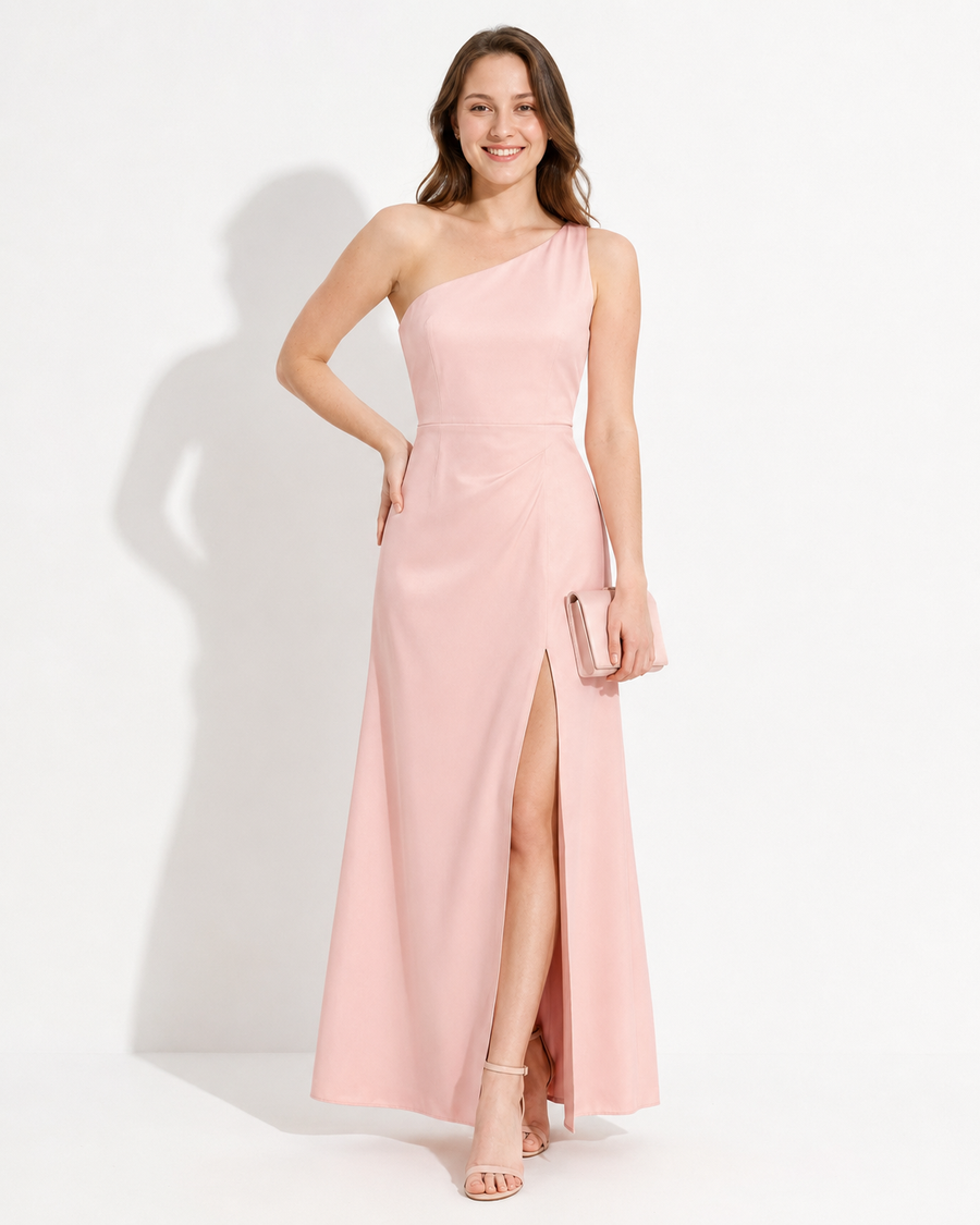 AROSA | Sommerliches Damen Satinkleid mit One-Shoulder-Schnitt