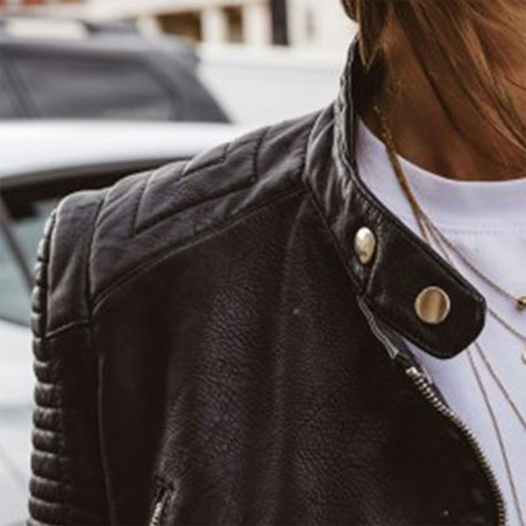 Sabrynne Damen Lederjacke – Zeitlose Bikerjacke aus echtem Leder