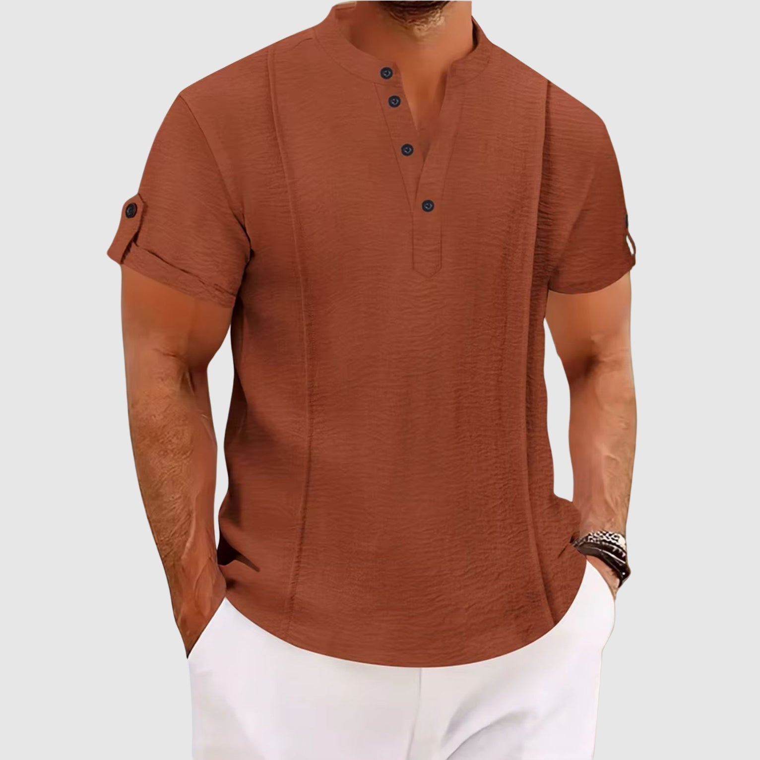 Max | Henley Kurzarm Freizeitshirt