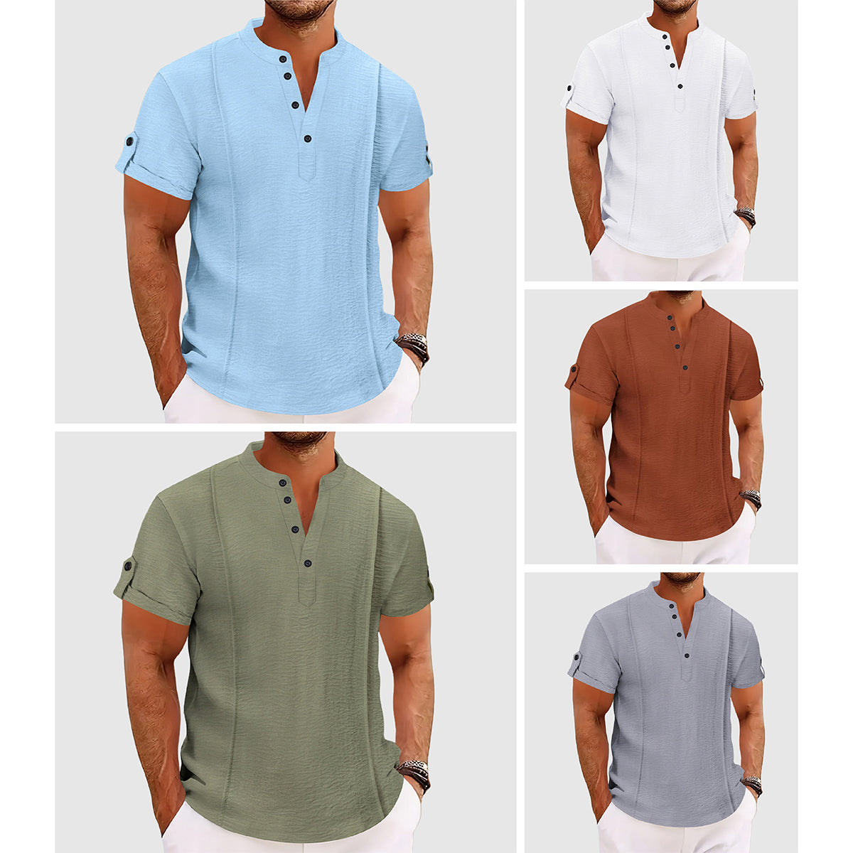 Max | Henley Kurzarm Freizeitshirt
