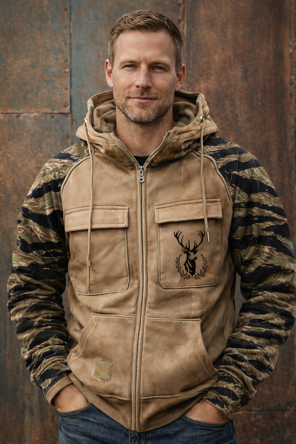 Nordrek | Zip-Hoodie mit Tarnärmeln