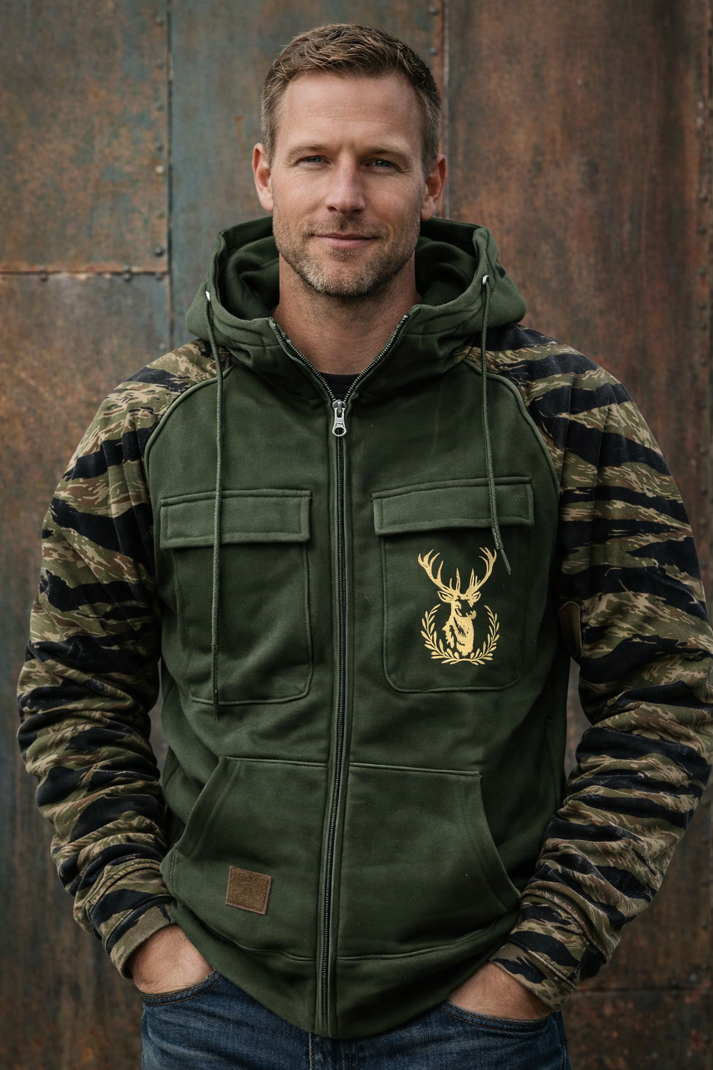 Nordrek | Zip-Hoodie mit Tarnärmeln