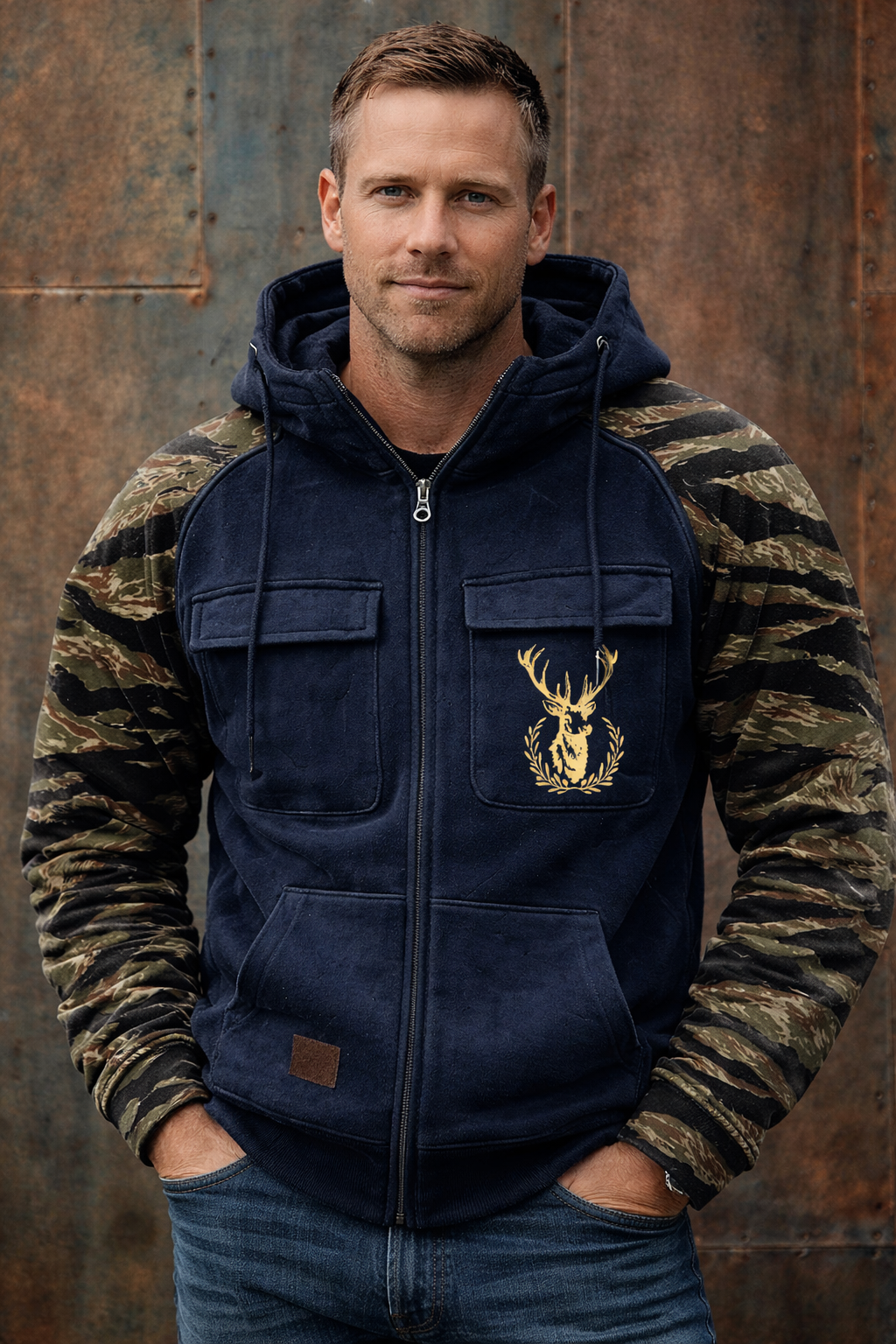 Nordrek | Zip-Hoodie mit Tarnärmeln