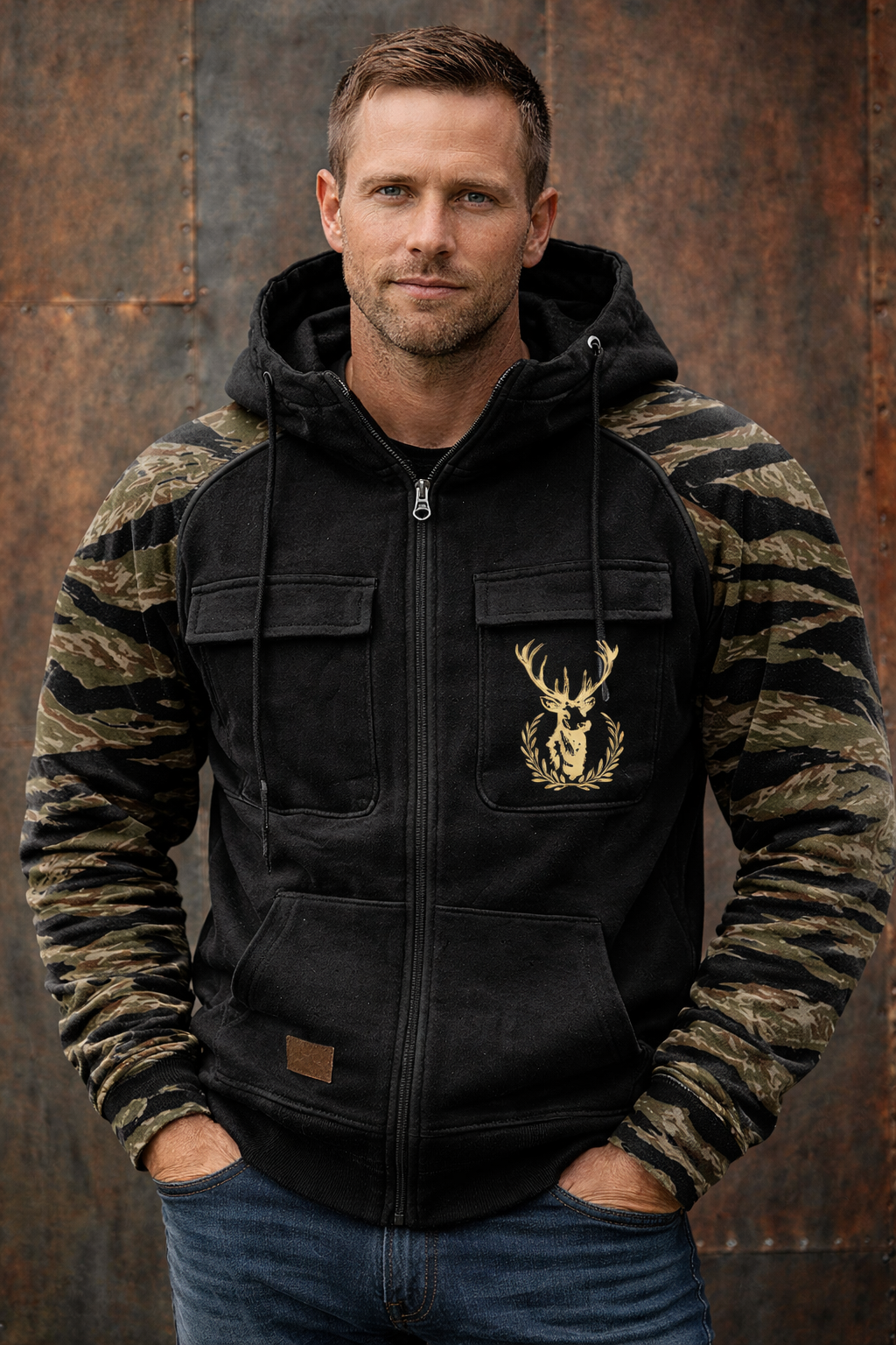 Nordrek | Zip-Hoodie mit Tarnärmeln