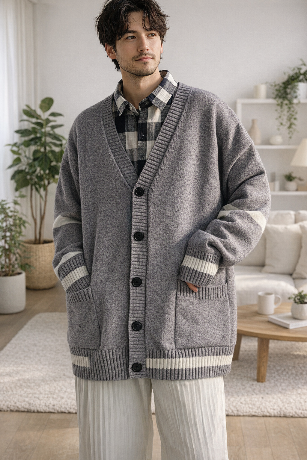 Bruno | Gestreifte Taschen Strickjacken
