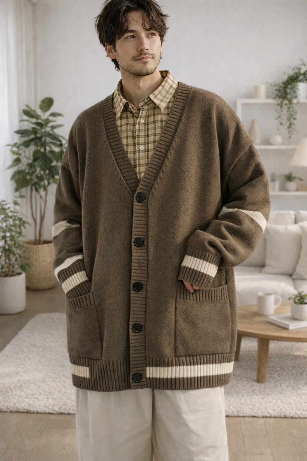 Bruno | Gestreifte Taschen Strickjacken