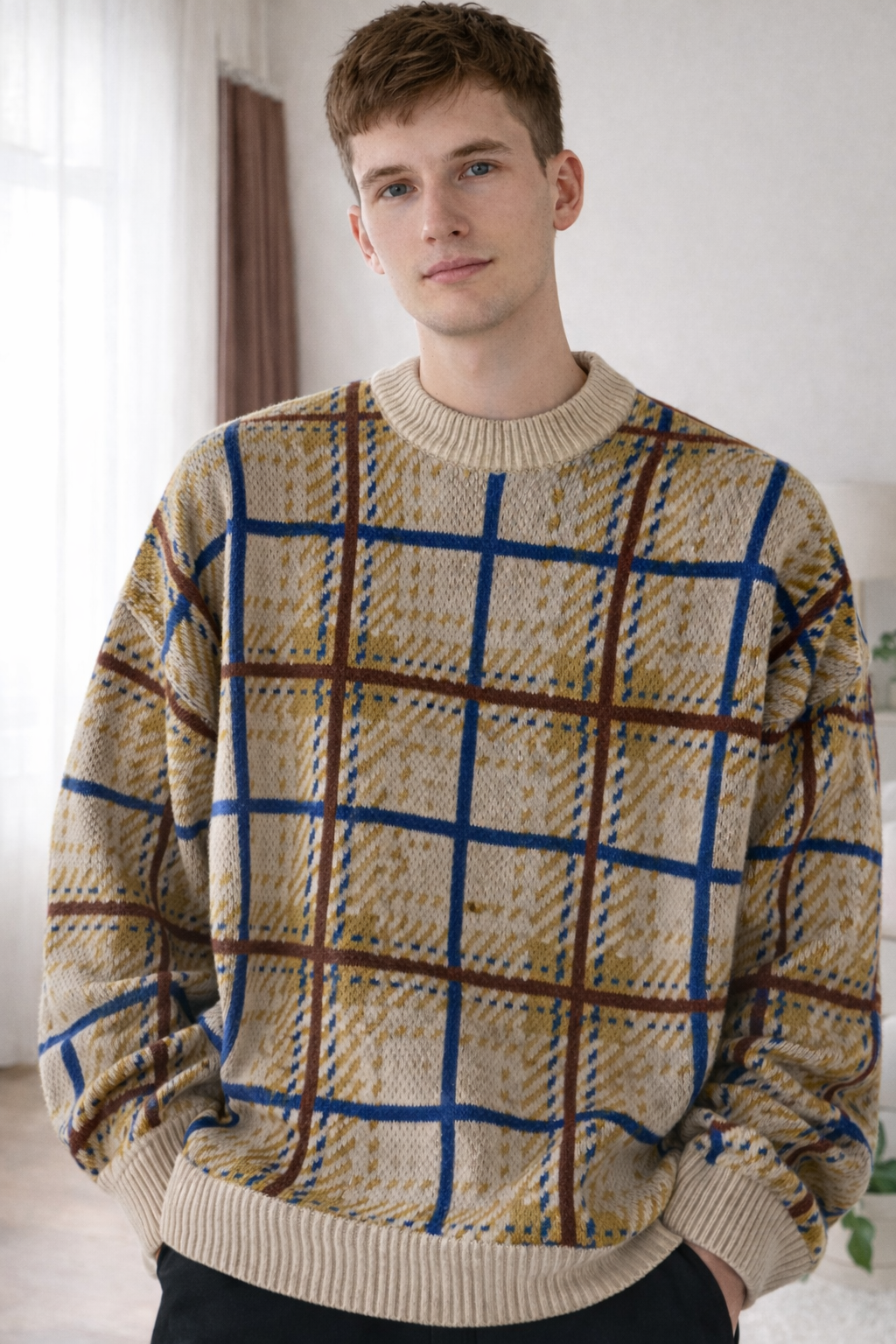 Fred | Plaid Gemütlicher Strickpullover