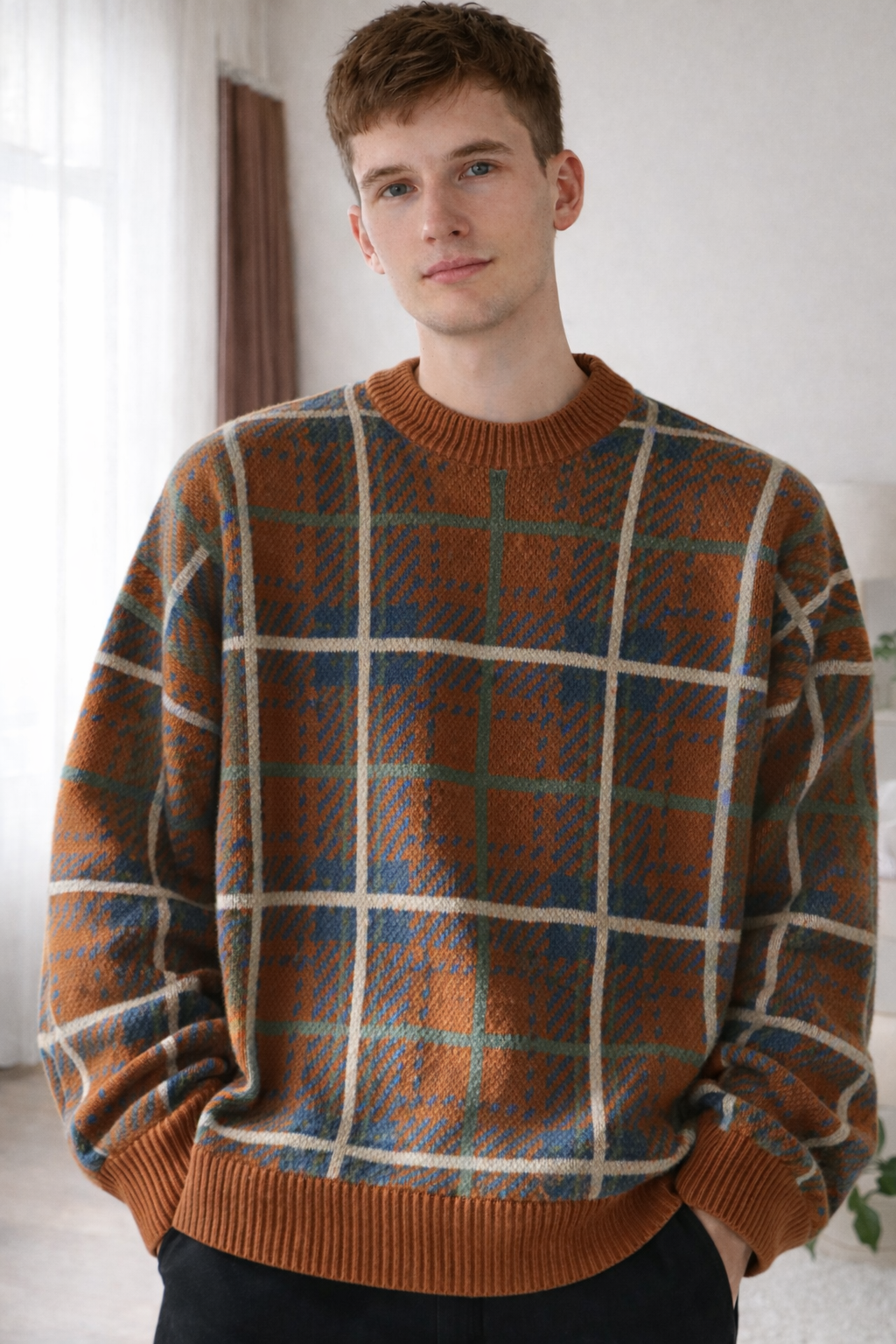 Fred | Plaid Gemütlicher Strickpullover