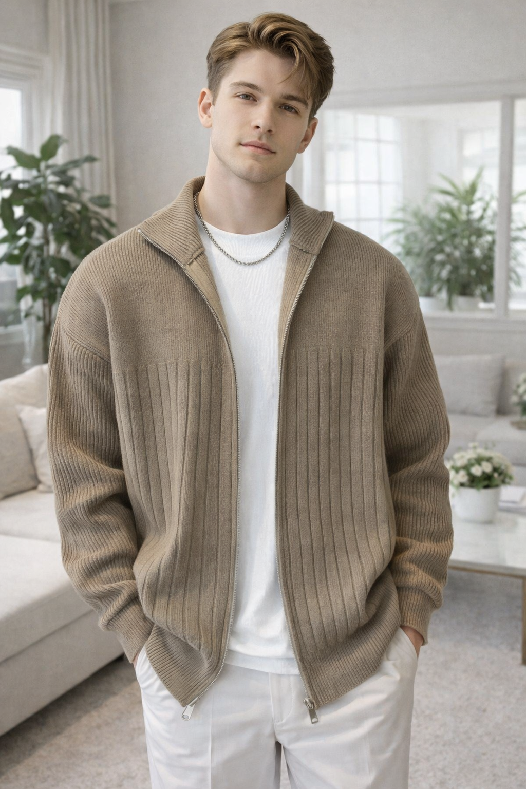 Nick Herren Strickmantel – Gemütliche Strickjacke mit Reißverschluss