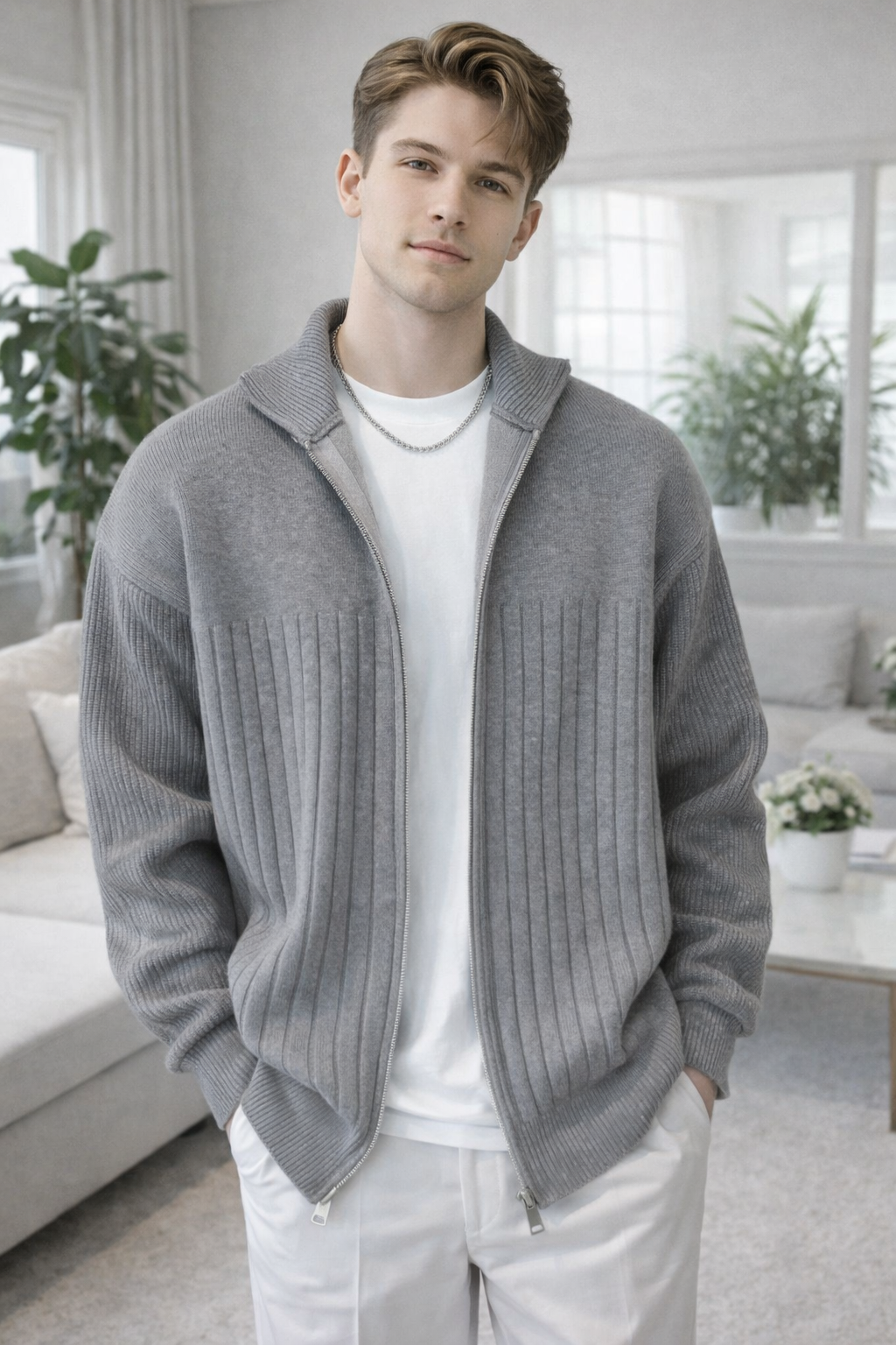 Nick Herren Strickmantel – Gemütliche Strickjacke mit Reißverschluss