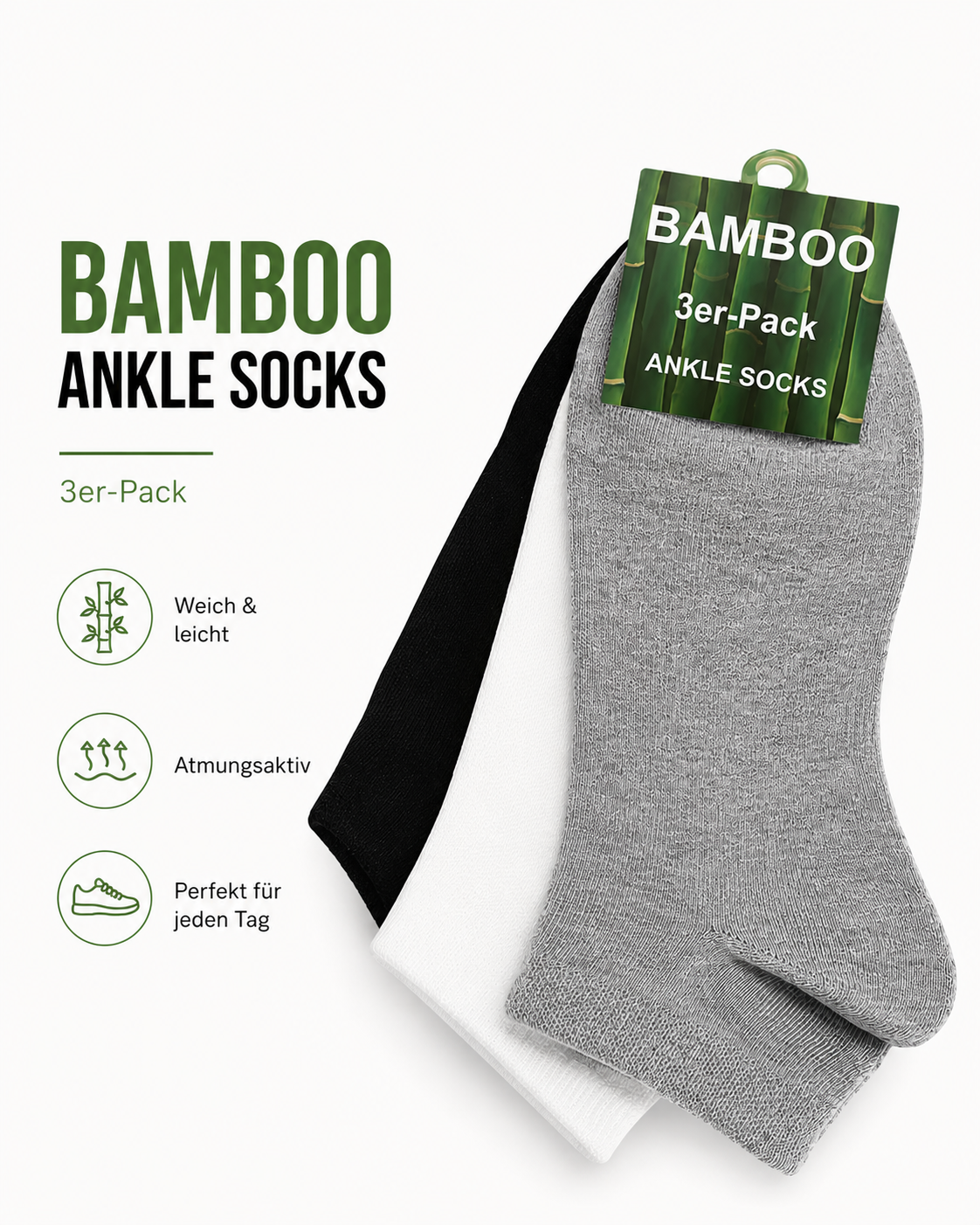 AROSA | Bambus Ankle Socken 3er-Pack Mix