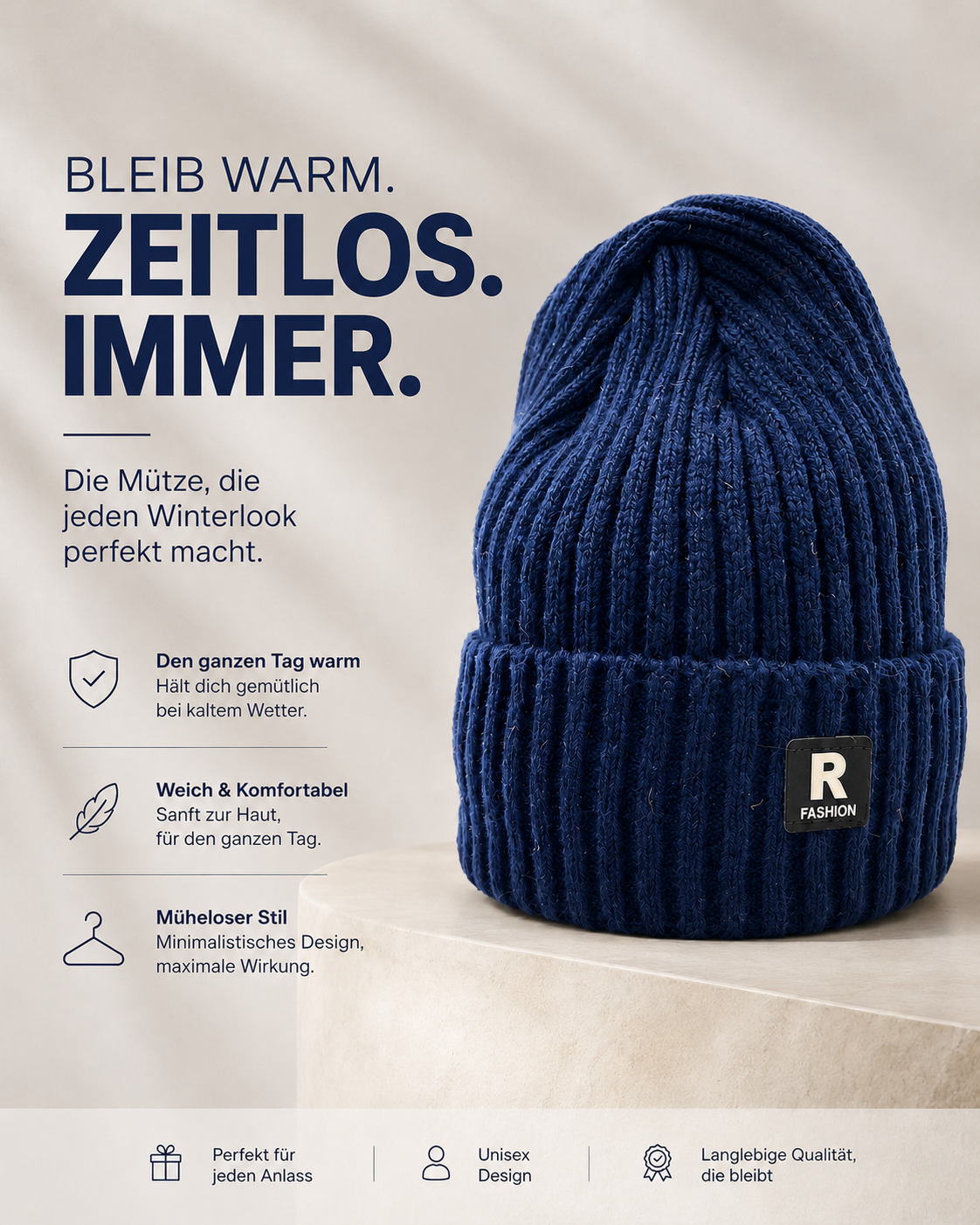 AROSA | R Fashion Gerippte Strickmütze