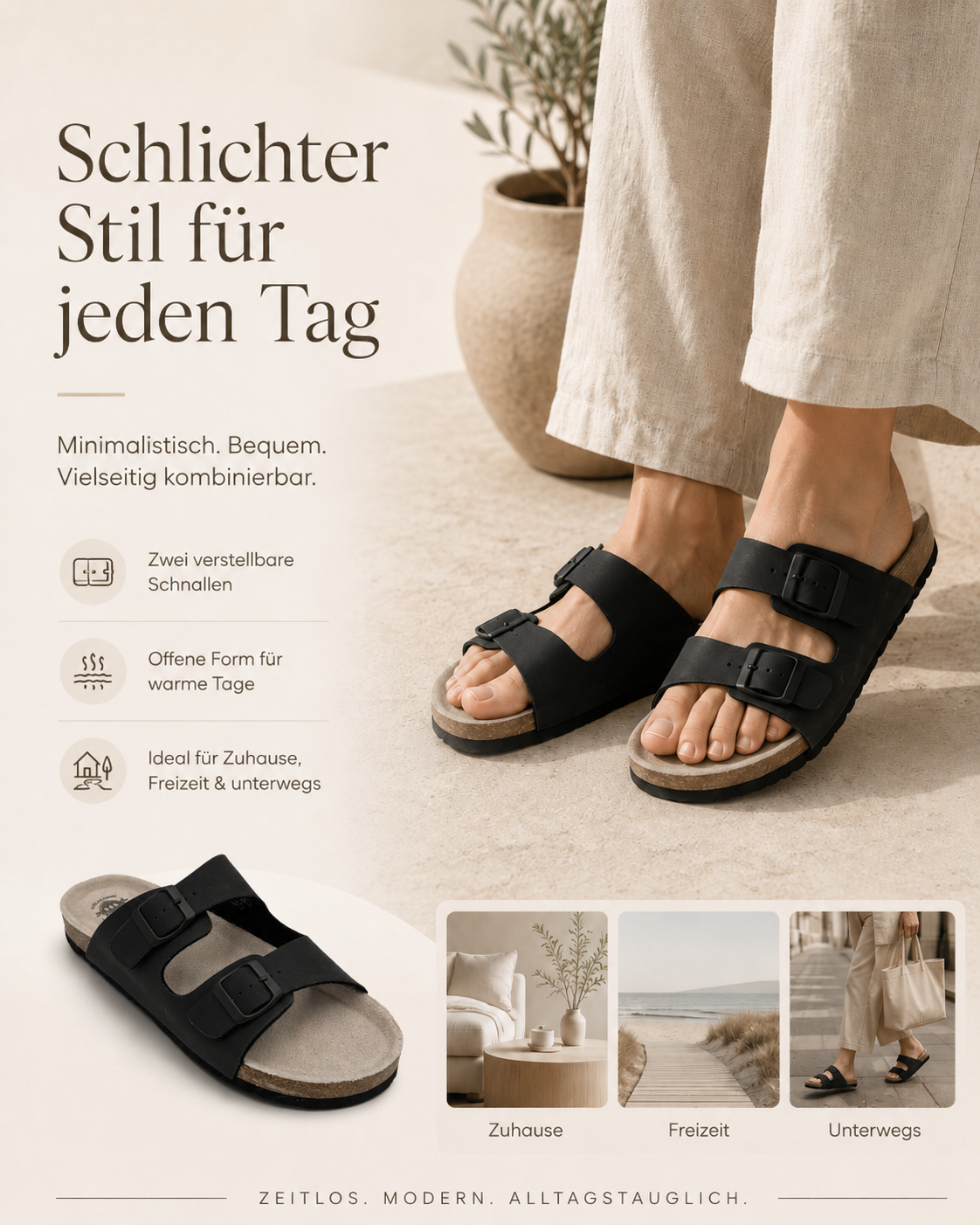AROSA | Sandalen mit Doppelschnalle