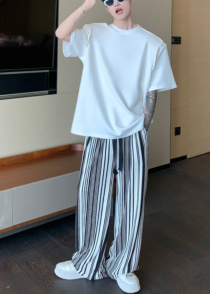 Cole | Übergroße gestreifte Baumwollhose