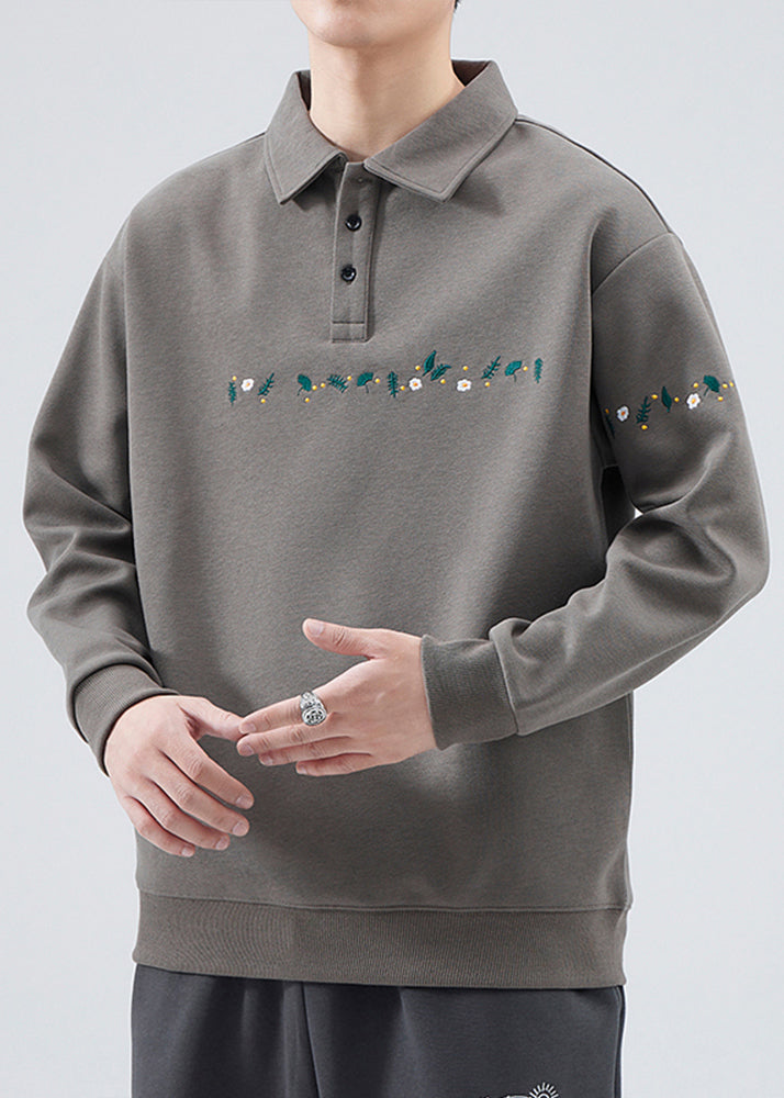 Chris | Bestickte Knopf Baumwoll Sweatshirts