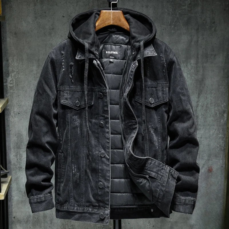 Isaac™  Gefütterte Jeansjacke mit Kapuze