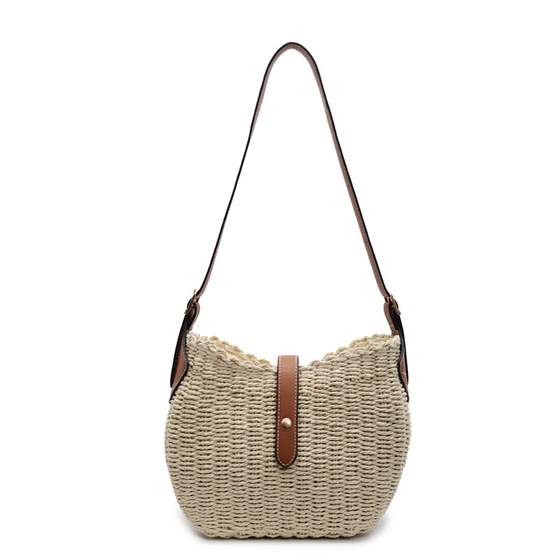 AROSA | Retro Damen Strohtasche Handgewebte Umhängetasche