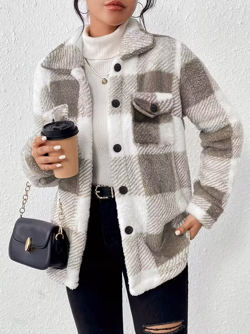 Sabria Karierte Fleecejacke