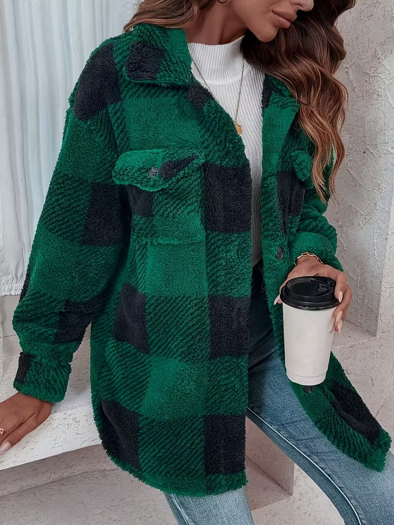 Sabria Karierte Fleecejacke