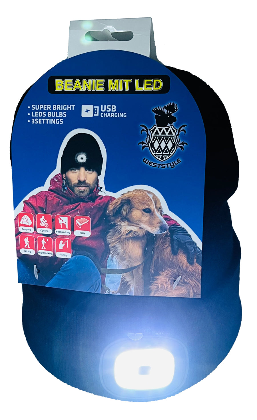 AROSA | LED Wintermütze mit USB-Aufladung Schwarz
