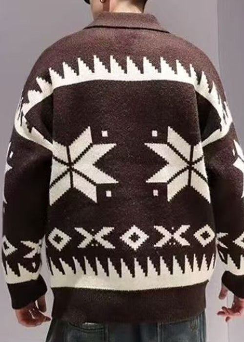 Jacquard | Zip-Up Gemütlicher Strickmantel