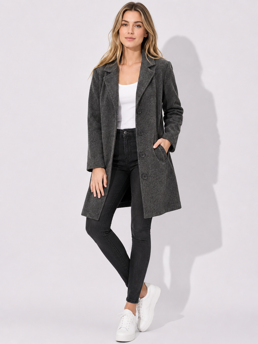 Jill | Lässiger langer Mantel mit Revers