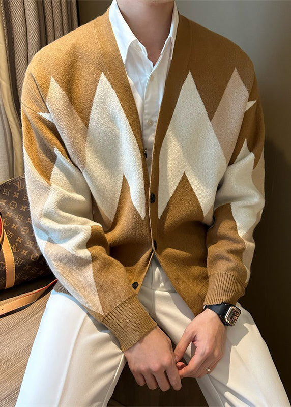 Jimmy Karierter Strickmantel – Gemütlicher Cardigan mit V-Ausschnitt