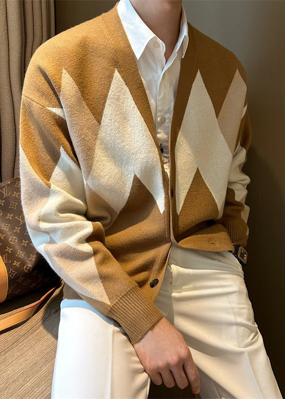 Jimmy Karierter Strickmantel – Gemütlicher Cardigan mit V-Ausschnitt