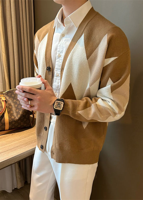 Jimmy Karierter Strickmantel – Gemütlicher Cardigan mit V-Ausschnitt