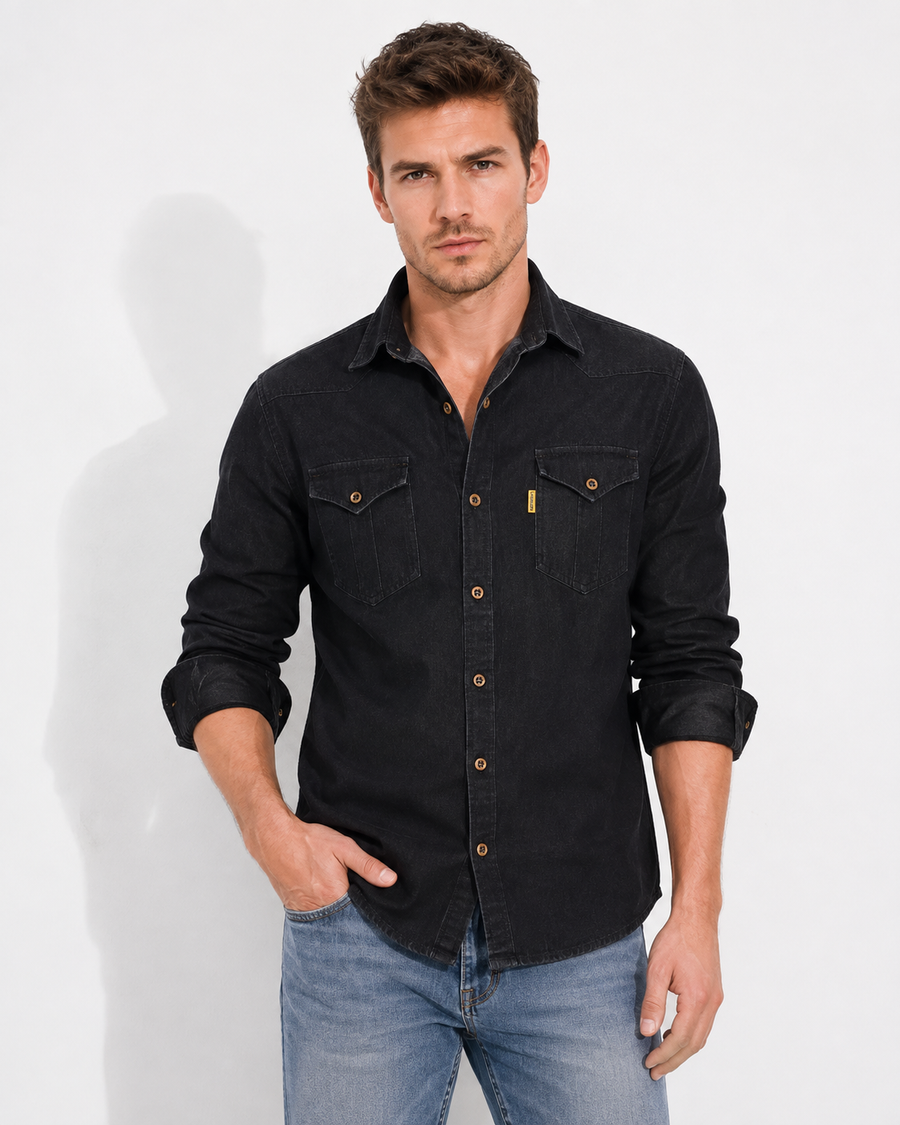 Nathanial Baumwoll Jeans Hemd