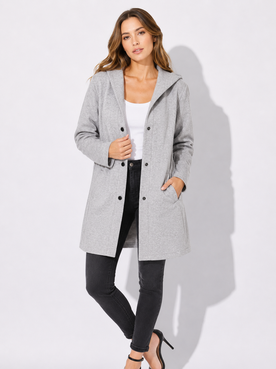 Norah | Lässige einreihige Kapuzenjacke