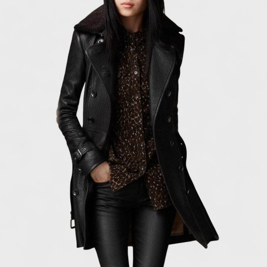 Marie | Eleganter Leder Mantel