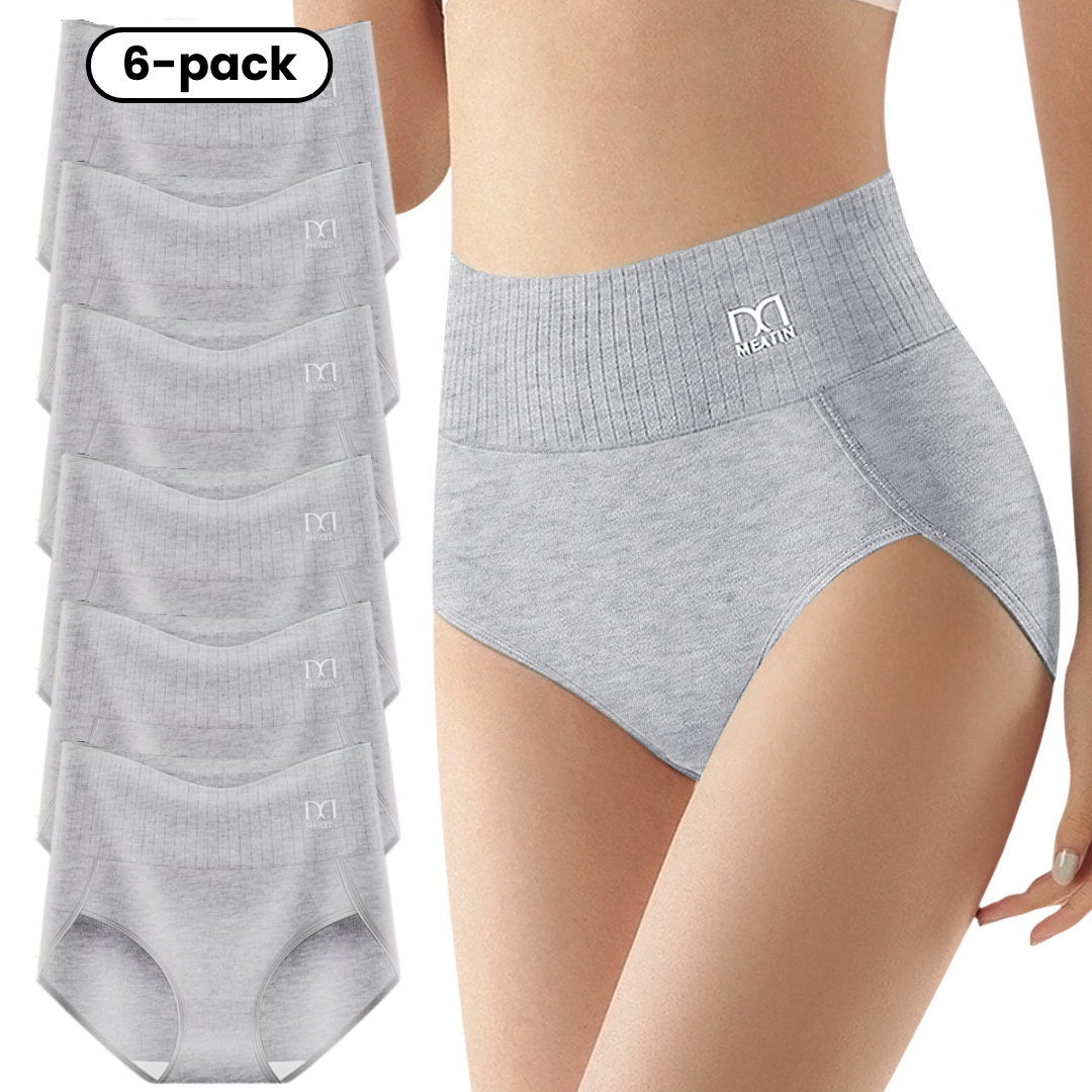 FlexiFit 6er-Pack Atmungsaktive und Bequeme Unterwäsche mit Hoher Taille und Bauchstütze