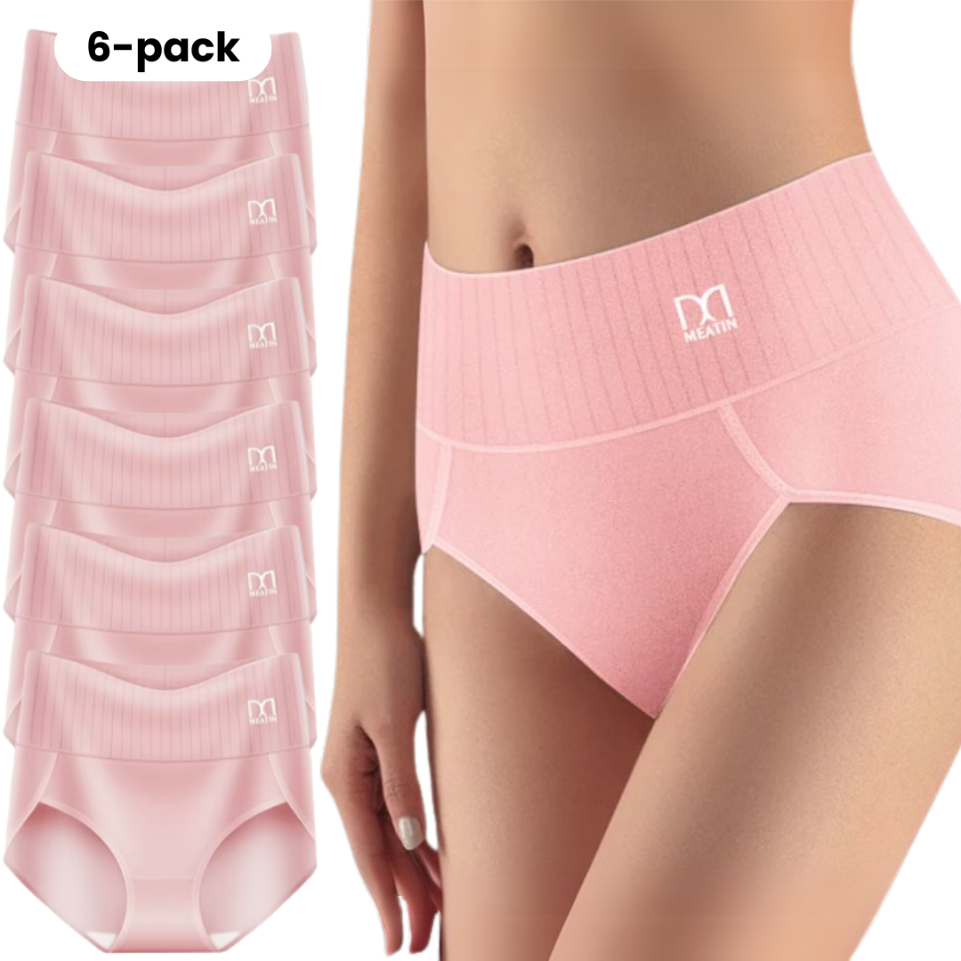 FlexiFit 6er-Pack Atmungsaktive und Bequeme Unterwäsche mit Hoher Taille und Bauchstütze