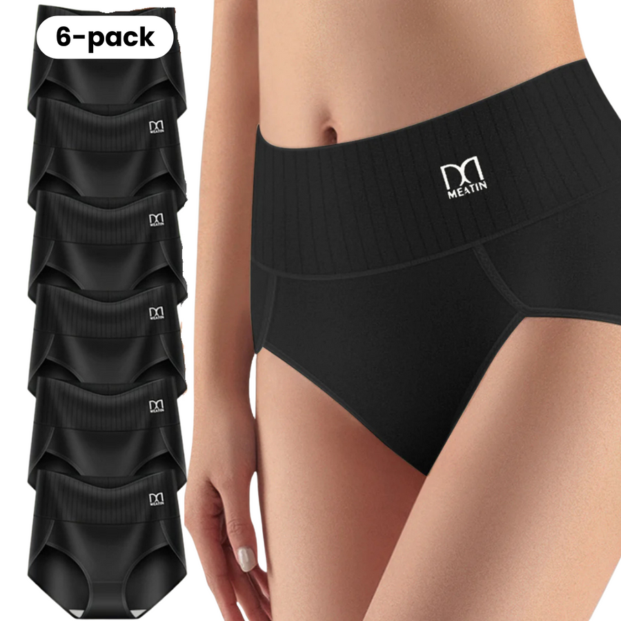 FlexiFit 6er-Pack Atmungsaktive und Bequeme Unterwäsche mit Hoher Taille und Bauchstütze