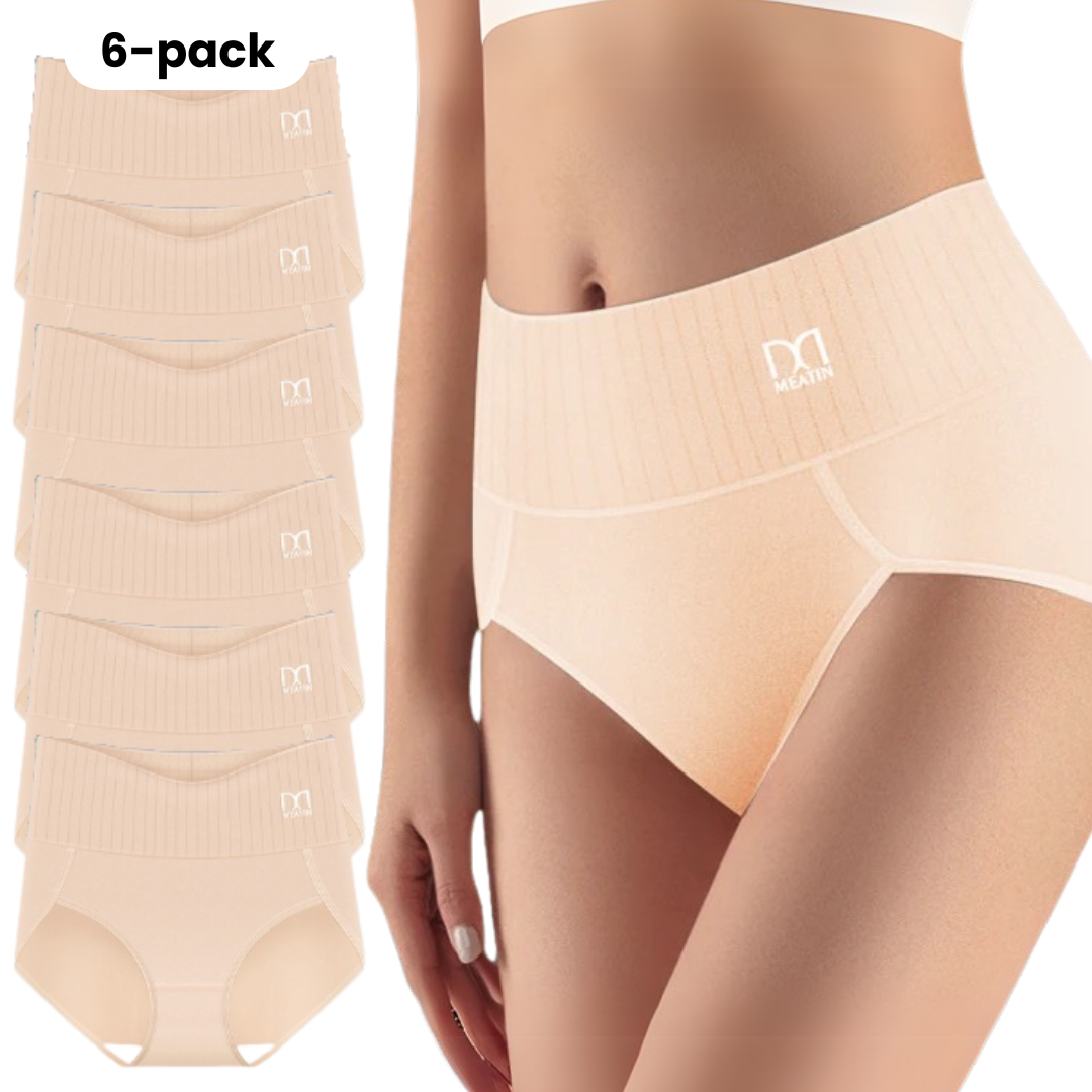 FlexiFit 6er-Pack Atmungsaktive und Bequeme Unterwäsche mit Hoher Taille und Bauchstütze