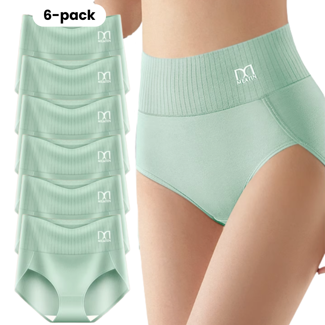 FlexiFit 6er-Pack Atmungsaktive und Bequeme Unterwäsche mit Hoher Taille und Bauchstütze