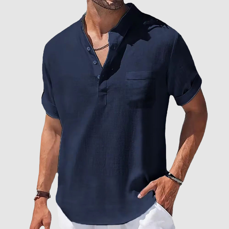 Jim | Lässiges Henley Kurzarmhemd