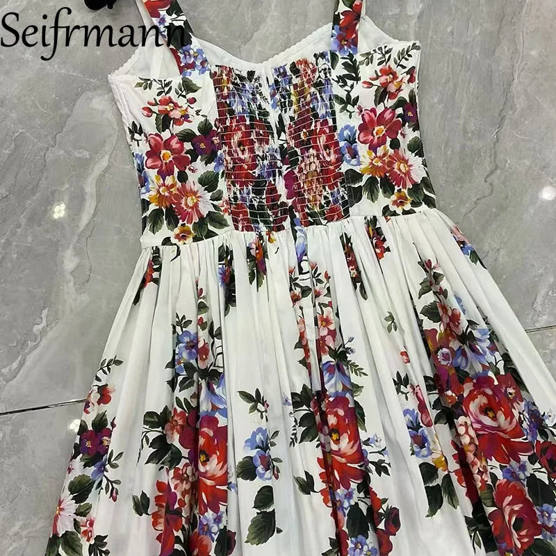 Katerina | Ärmelloses Maxikleid mit floralem Design
