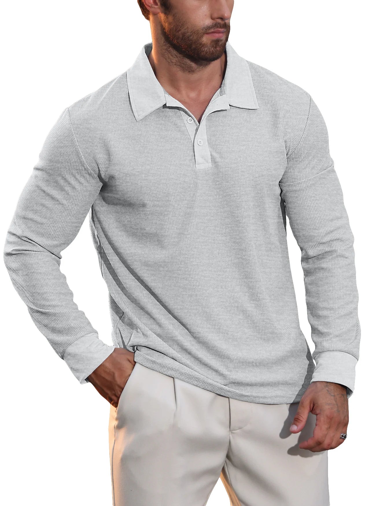 Rafael | Poloshirt mit Langarm und Struktur