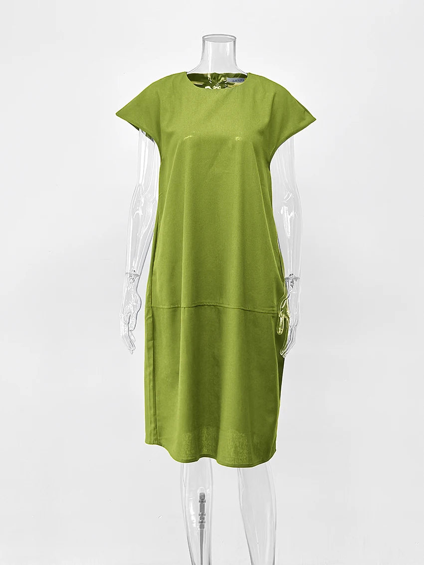 Petra | Midi-Kleid mit kurzen Ärmeln und Taschen