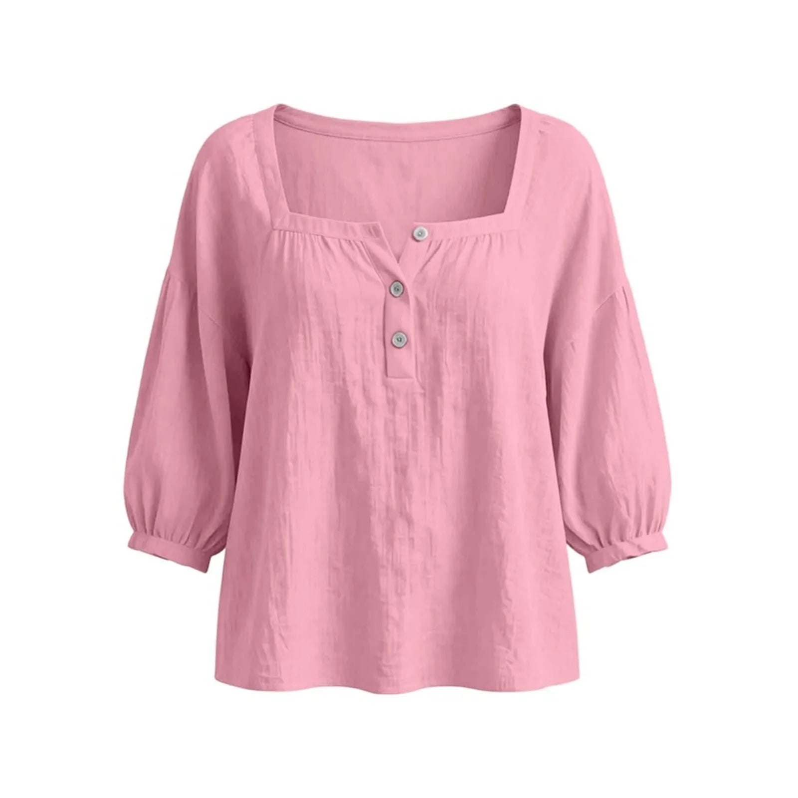 AROSA | Damen Plus Size Baumwoll-Leinen Bluse mit 3/4-Ärmeln