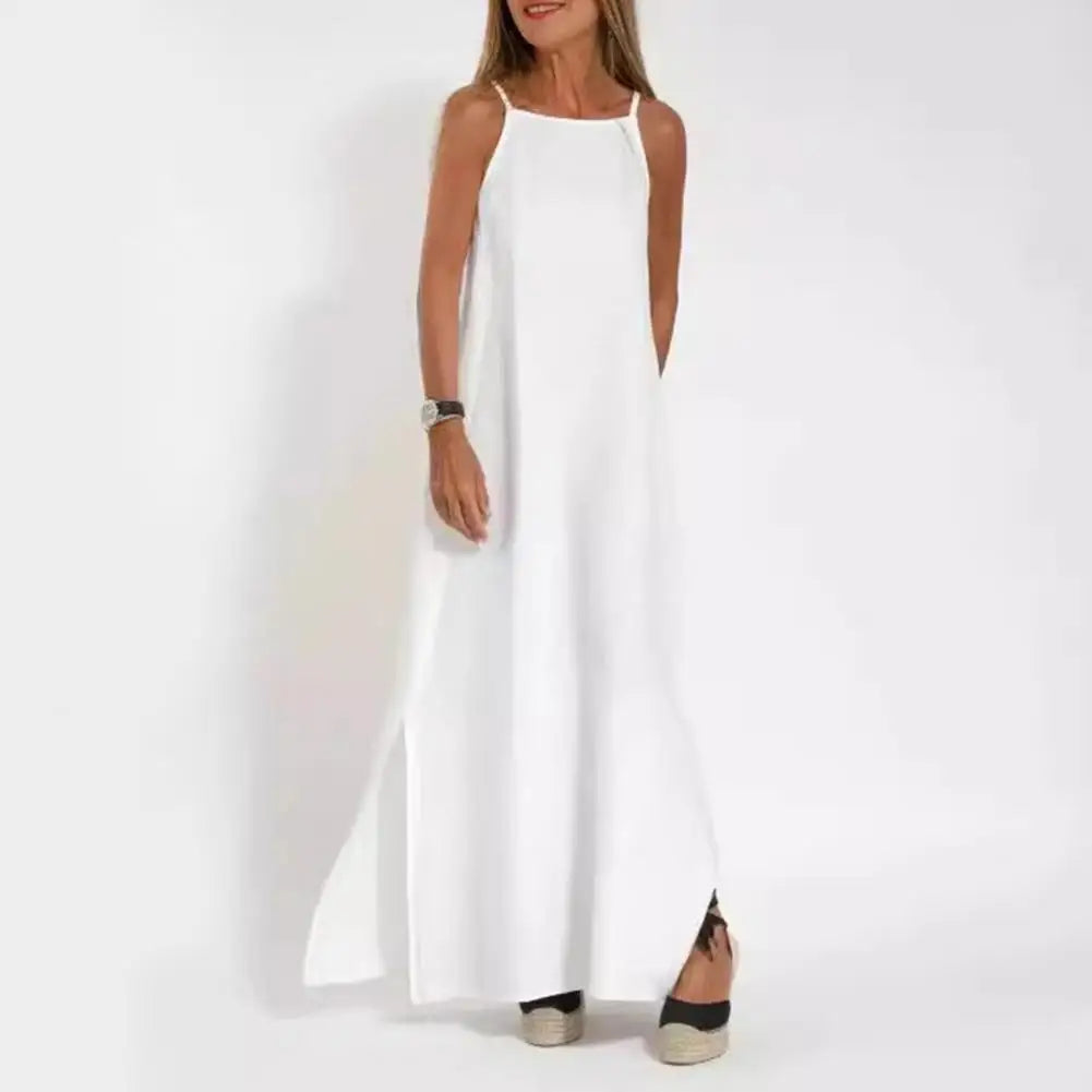 AROSA | Sommer Baumwolle Leinen Maxi Kleid