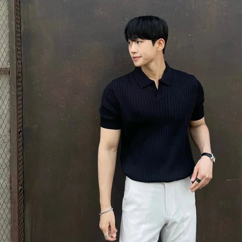 Gabriel | Shirt mit Polokragen und Rippmuster